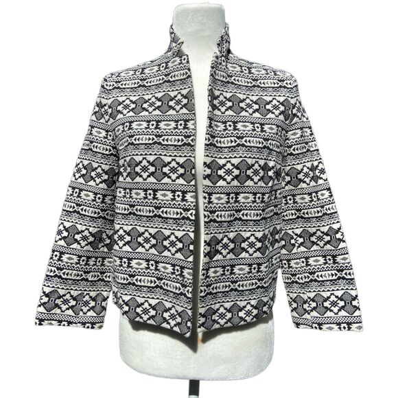 Sfizio Women's Blazer US 4 Black‎ And White Aztec Geometric Vented - Picture 1 of 6